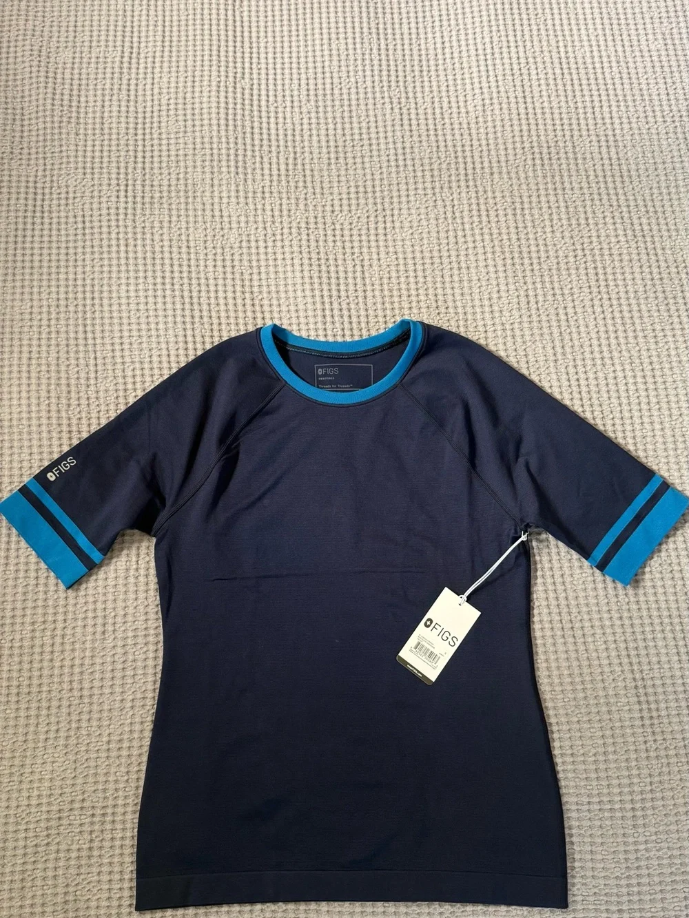 Figs navy salta striped short sleeve Underscrub